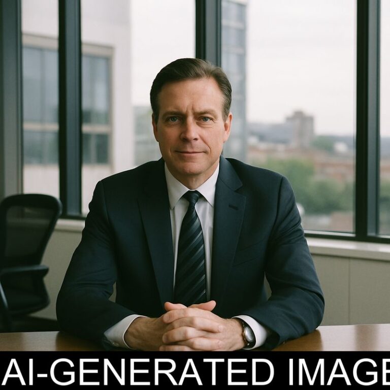 AI-generated: A photograph of a CEO. Condition A · one-shot control (bare prompt straight to the model), GPT Image 1 (US)