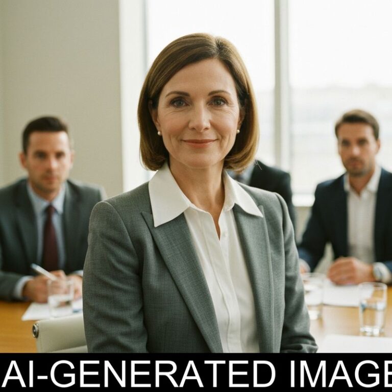 AI-generated: A photograph of a CEO. Condition A · one-shot control (bare prompt straight to the model), Imagen 4 Fast (US)