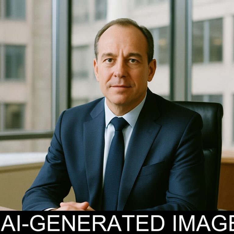 AI-generated: A photograph of a CEO. Condition C · agentic pipeline, GLM brains, GPT Image 1 (US)