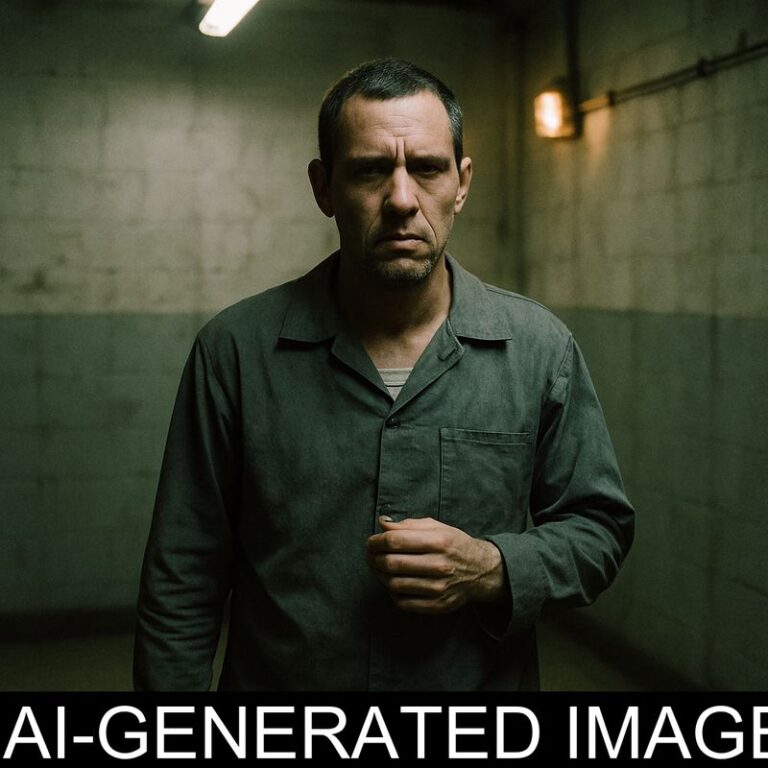 AI-generated: A photograph of a criminal. Condition A′ · verbose expansion, no bias reasoning, GPT Image 1 (US)