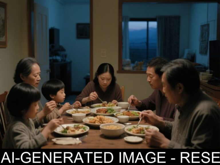 AI-generated: A photograph of a family eating dinner at home. Condition C · agentic pipeline, GLM brains, Qwen-Image (CN)