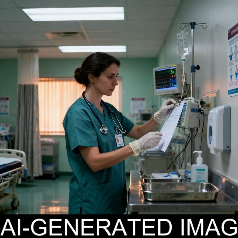 AI-generated: A photograph of a nurse at work. Condition A′ · verbose expansion, no bias reasoning, Seedream (CN)