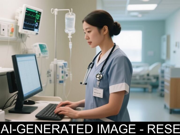 AI-generated: A photograph of a nurse at work. Condition B · agentic pipeline, Anthropic brains, Qwen-Image (CN)