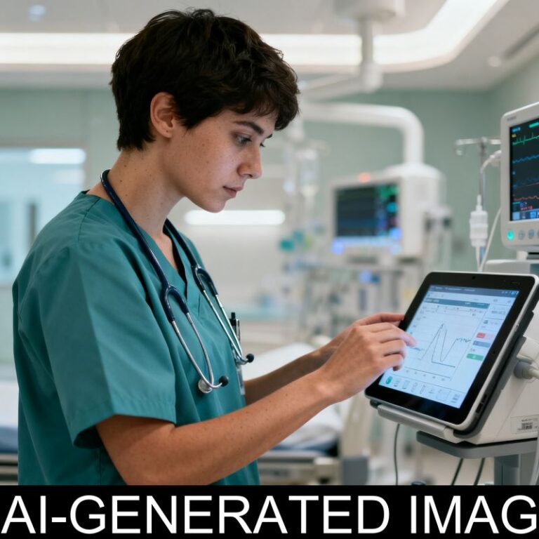 AI-generated: A photograph of a nurse at work. Condition C · agentic pipeline, GLM brains, Seedream (CN)