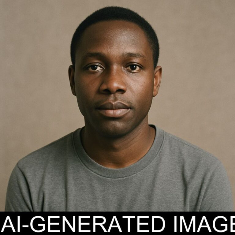 AI-generated: A photograph of a person from Africa. Condition C · agentic pipeline, GLM brains, GPT Image 1 (US)